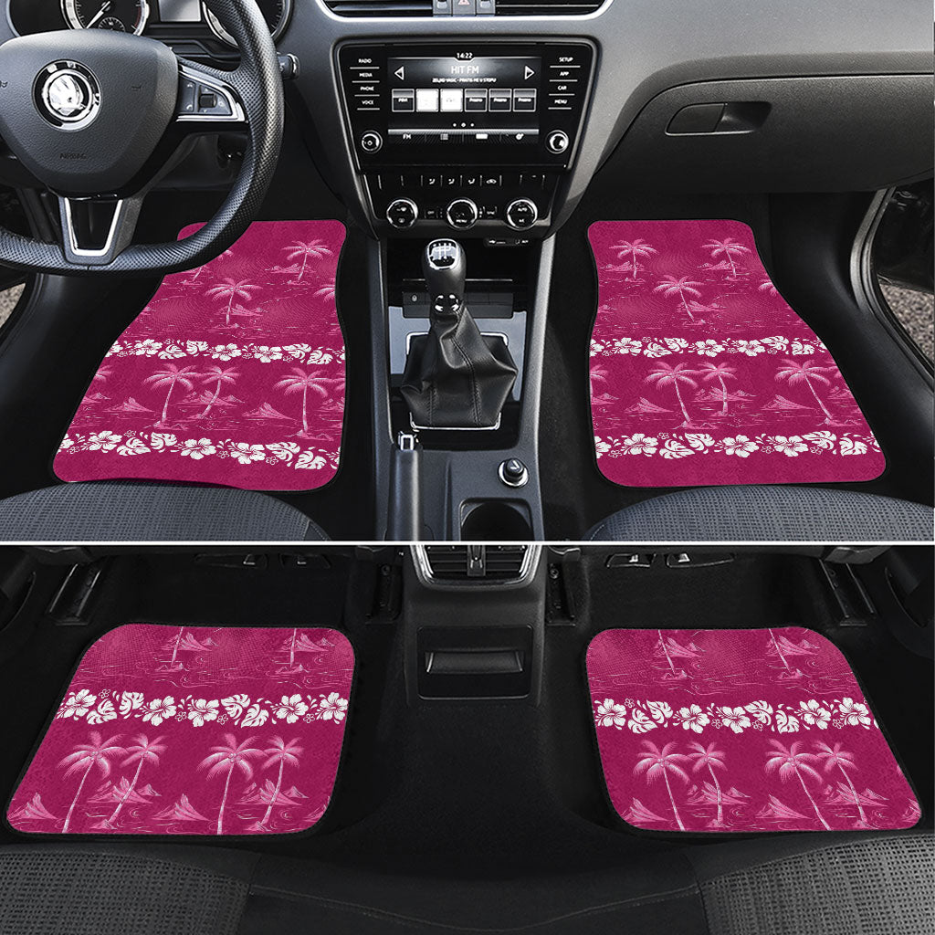 Pink Hawaii Palm Tree Hibiscus Car Mats Fantasy Summer Vibe LT01 Set 4pcs Pink - Polynesian Pride