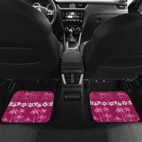 Pink Hawaii Palm Tree Hibiscus Car Mats Fantasy Summer Vibe LT01 Set 2pcs - Back Pink - Polynesian Pride