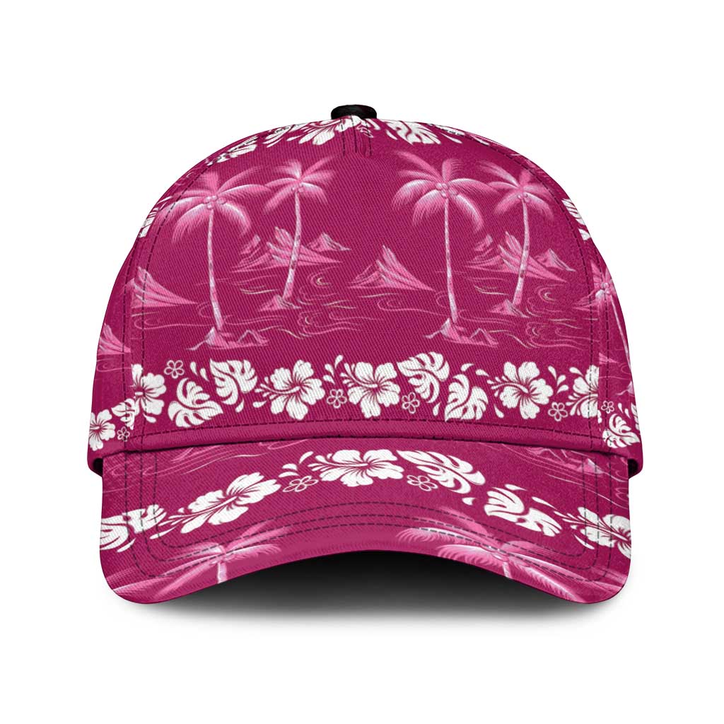 Pink Hawaii Palm Tree Hibiscus Classic Cap Fantasy Summer Vibe LT01 Universal Fit Pink - Polynesian Pride
