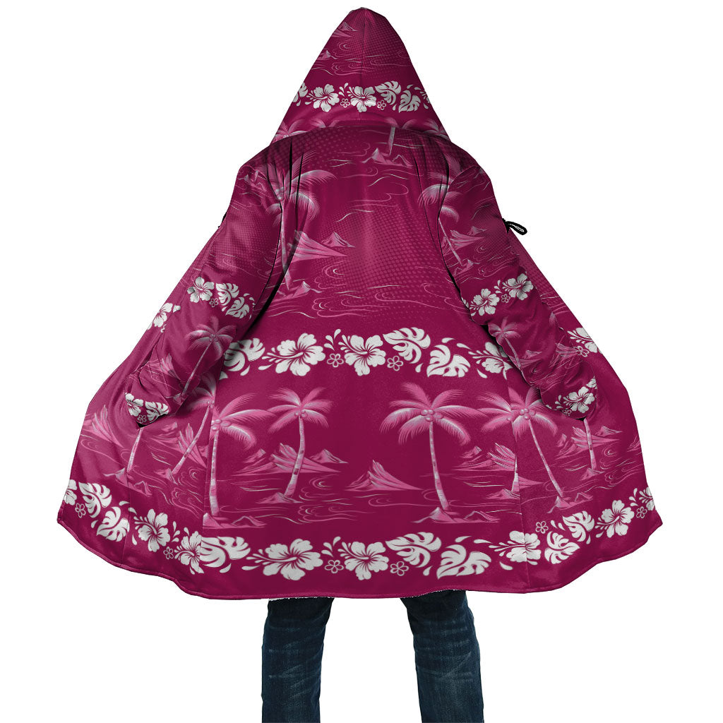Pink Hawaii Palm Tree Hibiscus Cloak Fantasy Summer Vibe