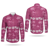 Pink Hawaii Palm Tree Hibiscus Couples Matching Mermaid Dress and Long Sleeve Button Shirt Fantasy Summer Vibe LT01 - Polynesian Pride