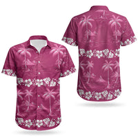 Pink Hawaii Palm Tree Hibiscus Couples Matching Tank Maxi Dress and Hawaiian Shirt Fantasy Summer Vibe LT01 - Polynesian Pride