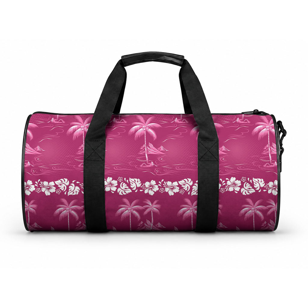 Pink Hawaii Palm Tree Hibiscus Duffle Bag Fantasy Summer Vibe