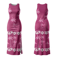 Pink Hawaii Palm Tree Hibiscus Family Matching Tank Maxi Dress and Hawaiian Shirt Fantasy Summer Vibe LT01 Mom's Dress Pink - Polynesian Pride