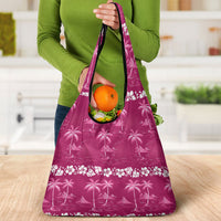 Pink Hawaii Palm Tree Hibiscus Grocery Bag Fantasy Summer Vibe LT01 - Polynesian Pride