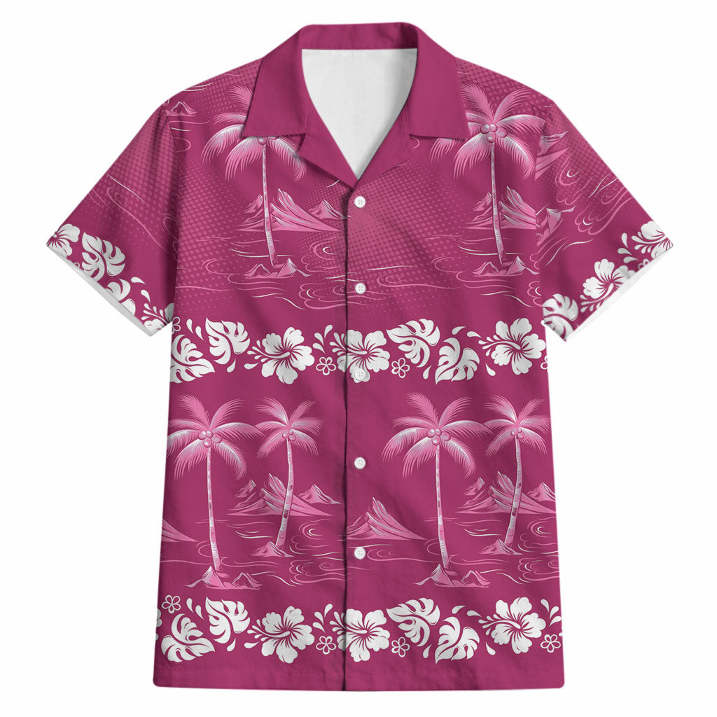 Pink Hawaii Palm Tree Hibiscus Hawaiian Shirt Fantasy Summer Vibe LT01 Pink - Polynesian Pride