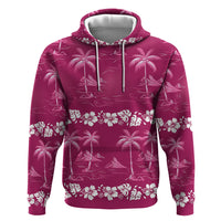 Pink Hawaii Palm Tree Hibiscus Hoodie Fantasy Summer Vibe LT01 Pullover Hoodie Pink - Polynesian Pride