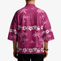 Pink Hawaii Palm Tree Hibiscus Kimono Fantasy Summer Vibe LT01 - Polynesian Pride