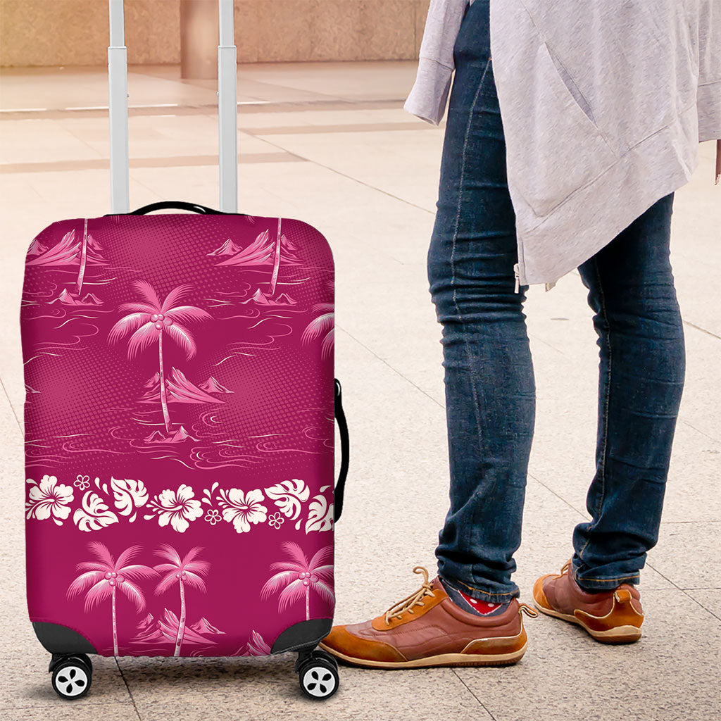Pink Hawaii Palm Tree Hibiscus Luggage Cover Fantasy Summer Vibe LT01 Pink - Polynesian Pride