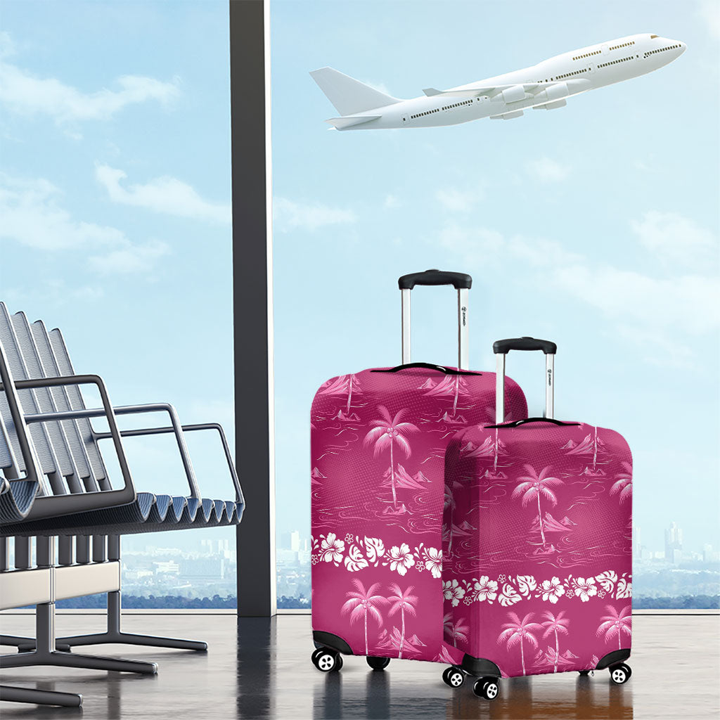 Pink Hawaii Palm Tree Hibiscus Luggage Cover Fantasy Summer Vibe LT01 - Polynesian Pride