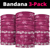 Pink Hawaii Palm Tree Hibiscus Neck Gaiter Fantasy Summer Vibe LT01 package One Size: 25*50cm Pink - Polynesian Pride