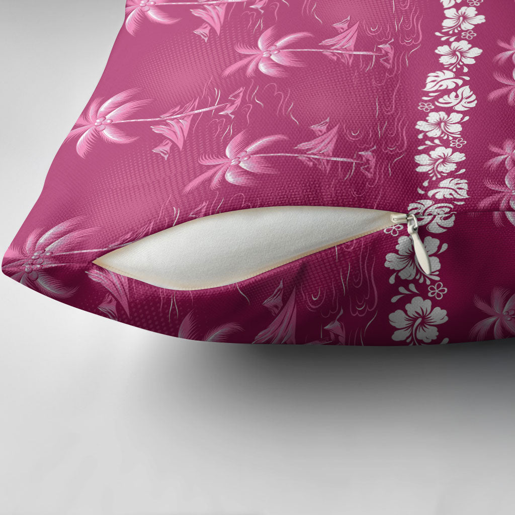 Pink Hawaii Palm Tree Hibiscus Pillow Cover Fantasy Summer Vibe LT01 - Polynesian Pride
