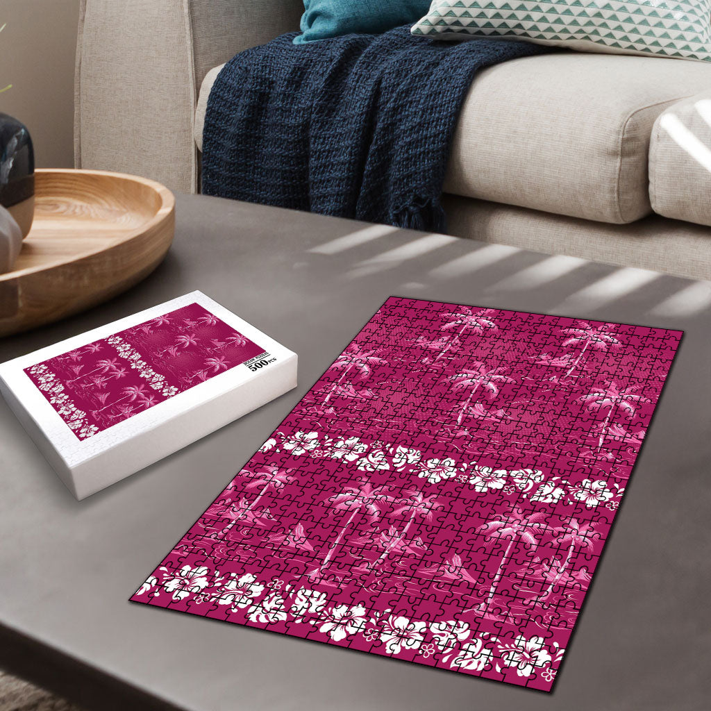 Pink Hawaii Palm Tree Hibiscus Puzzle Fantasy Summer Vibe