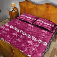 Pink Hawaii Palm Tree Hibiscus Quilt Bed Set Fantasy Summer Vibe LT01 - Polynesian Pride