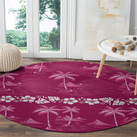 Pink Hawaii Palm Tree Hibiscus Round Carpet Fantasy Summer Vibe LT01 - Polynesian Pride