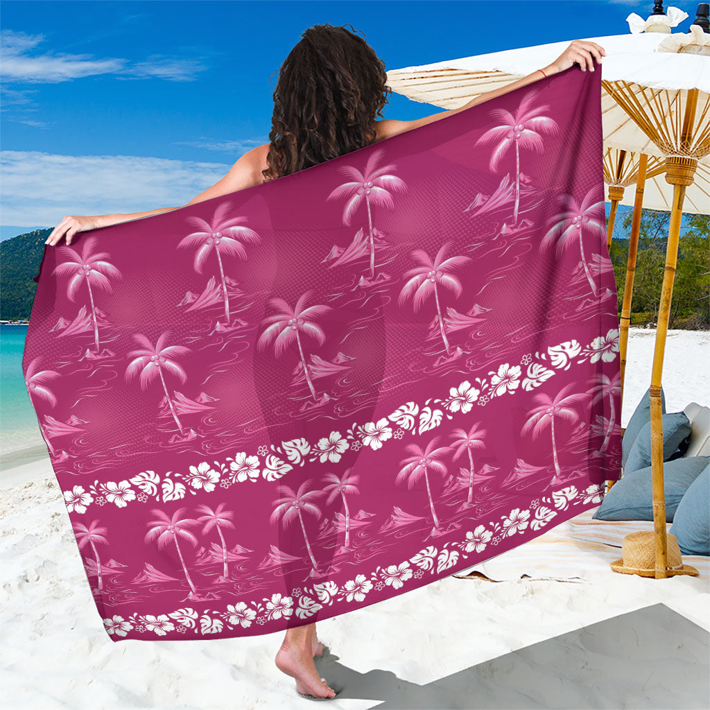 Pink Hawaii Palm Tree Hibiscus Sarong Fantasy Summer Vibe LT01 One Size 44 x 66 inches Pink - Polynesian Pride