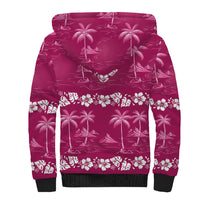 Pink Hawaii Palm Tree Hibiscus Sherpa Hoodie Fantasy Summer Vibe LT01 - Polynesian Pride