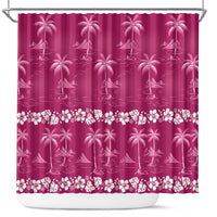 Pink Hawaii Palm Tree Hibiscus Shower Curtain Fantasy Summer Vibe LT01 Pink - Polynesian Pride
