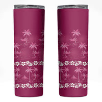Pink Hawaii Palm Tree Hibiscus Skinny Tumbler Fantasy Summer Vibe LT01 Pink - Polynesian Pride