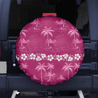 Pink Hawaii Palm Tree Hibiscus Spare Tire Cover Fantasy Summer Vibe LT01 No hole Pink - Polynesian Pride