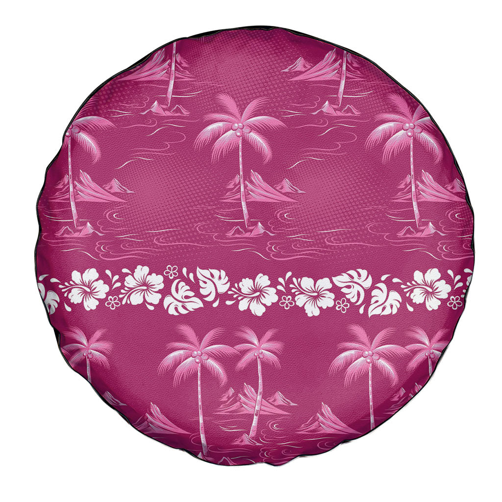 Pink Hawaii Palm Tree Hibiscus Spare Tire Cover Fantasy Summer Vibe LT01 - Polynesian Pride