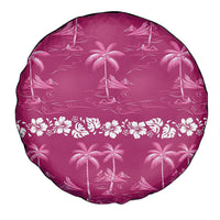 Pink Hawaii Palm Tree Hibiscus Spare Tire Cover Fantasy Summer Vibe LT01 - Polynesian Pride