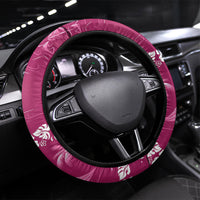 Pink Hawaii Palm Tree Hibiscus Steering Wheel Cover Fantasy Summer Vibe LT01 Universal Fit Pink - Polynesian Pride