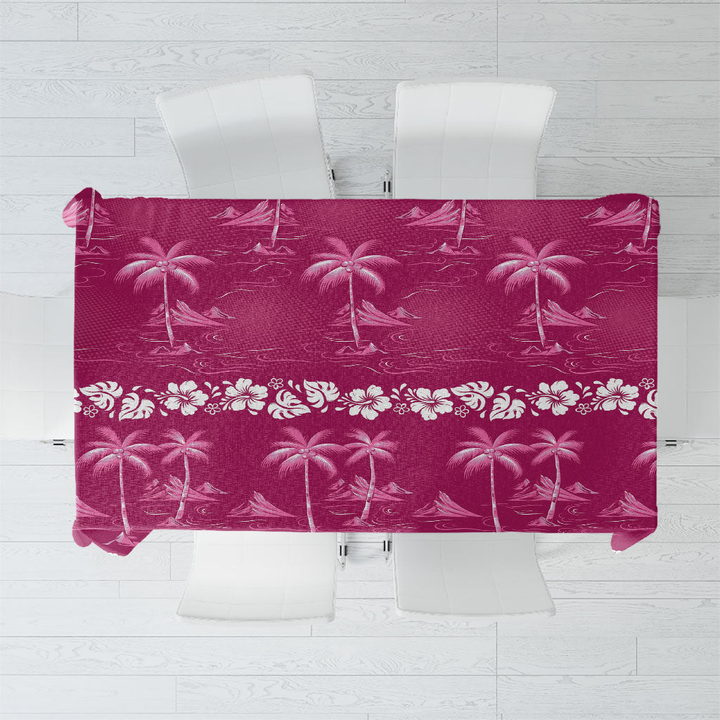 Pink Hawaii Palm Tree Hibiscus Tablecloth Fantasy Summer Vibe LT01 Pink - Polynesian Pride