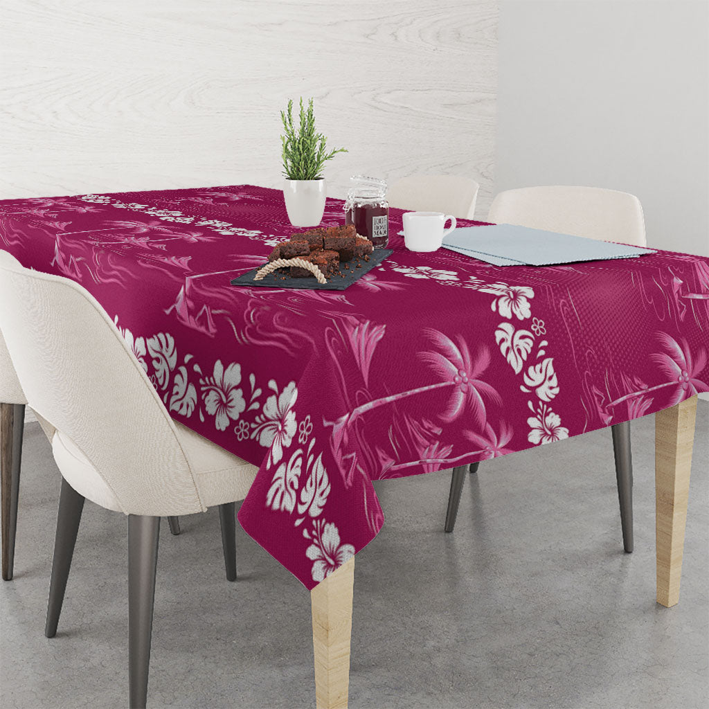 Pink Hawaii Palm Tree Hibiscus Tablecloth Fantasy Summer Vibe LT01 - Polynesian Pride