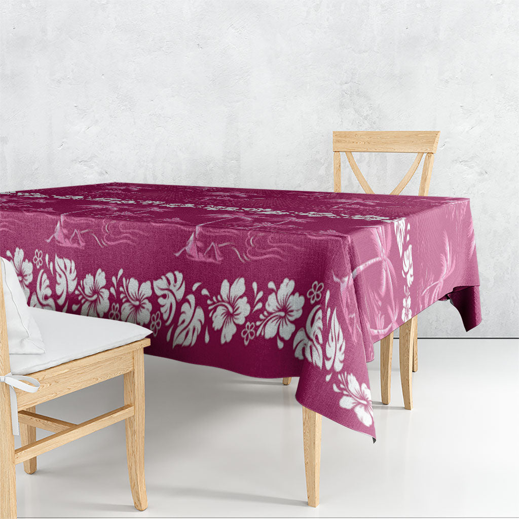 Pink Hawaii Palm Tree Hibiscus Tablecloth Fantasy Summer Vibe LT01 - Polynesian Pride
