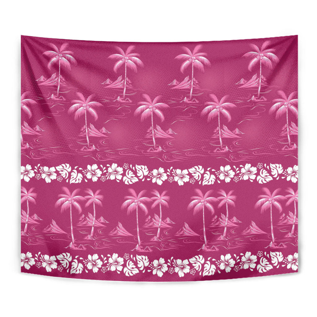 Pink Hawaii Palm Tree Hibiscus Tapestry Fantasy Summer Vibe LT01 - Polynesian Pride
