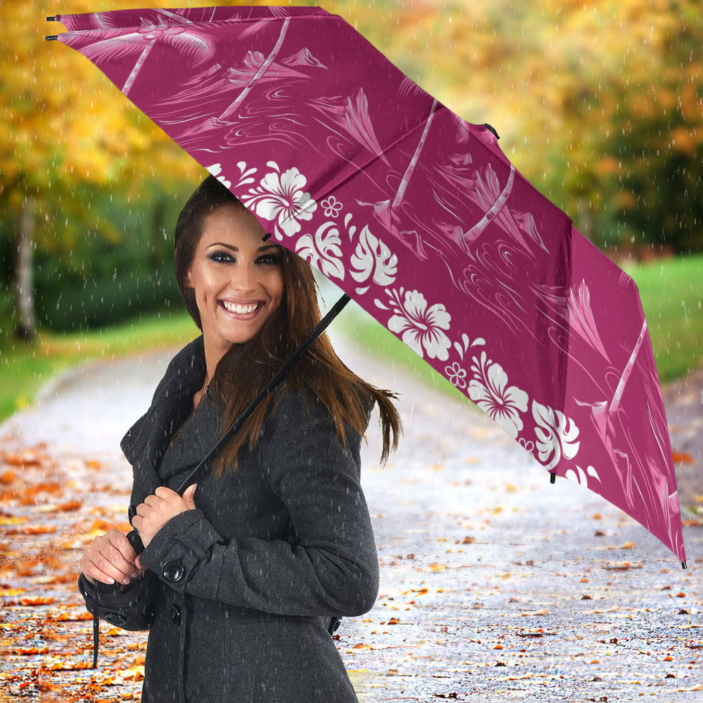 Pink Hawaii Palm Tree Hibiscus Umbrella Fantasy Summer Vibe LT01 - Polynesian Pride