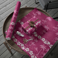 Pink Hawaii Palm Tree Hibiscus Wrapping Paper Fantasy Summer Vibe LT01 - Polynesian Pride