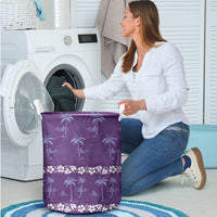 Purple Hawaii Palm Tree Hibiscus Laundry Basket Fantasy Summer Vibe LT01 - Polynesian Pride