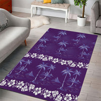 Purple Hawaii Palm Tree Hibiscus Area Rug Fantasy Summer Vibe LT01 - Polynesian Pride