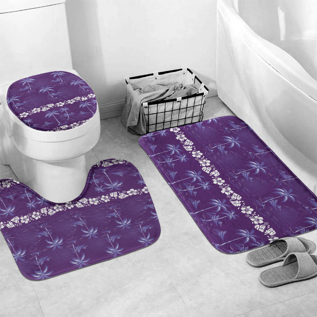 Purple Hawaii Palm Tree Hibiscus Bathroom Set Fantasy Summer Vibe LT01 Mat Set Only (3 pcs) One Size Purple - Polynesian Pride