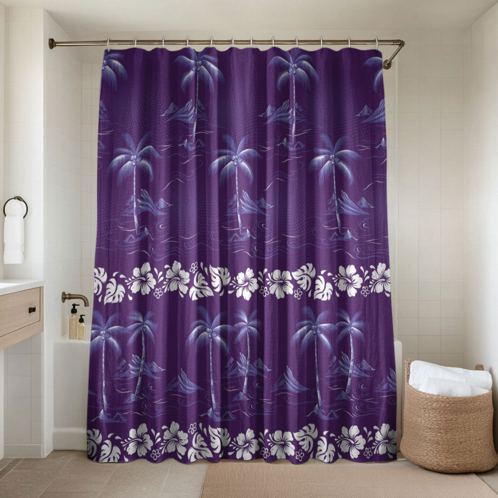 Purple Hawaii Palm Tree Hibiscus Bathroom Set Fantasy Summer Vibe LT01 Shower Curtain Only Purple - Polynesian Pride