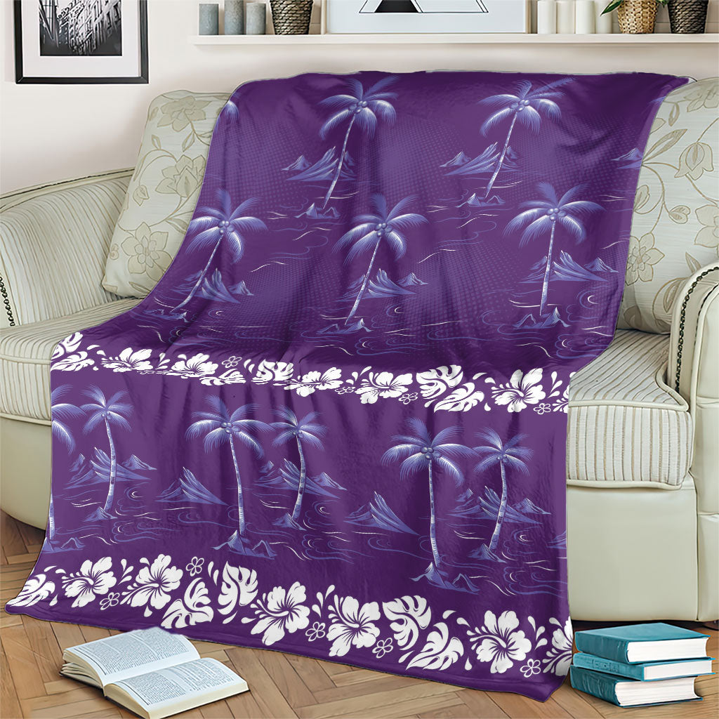 Purple Hawaii Palm Tree Hibiscus Blanket Fantasy Summer Vibe LT01 - Polynesian Pride