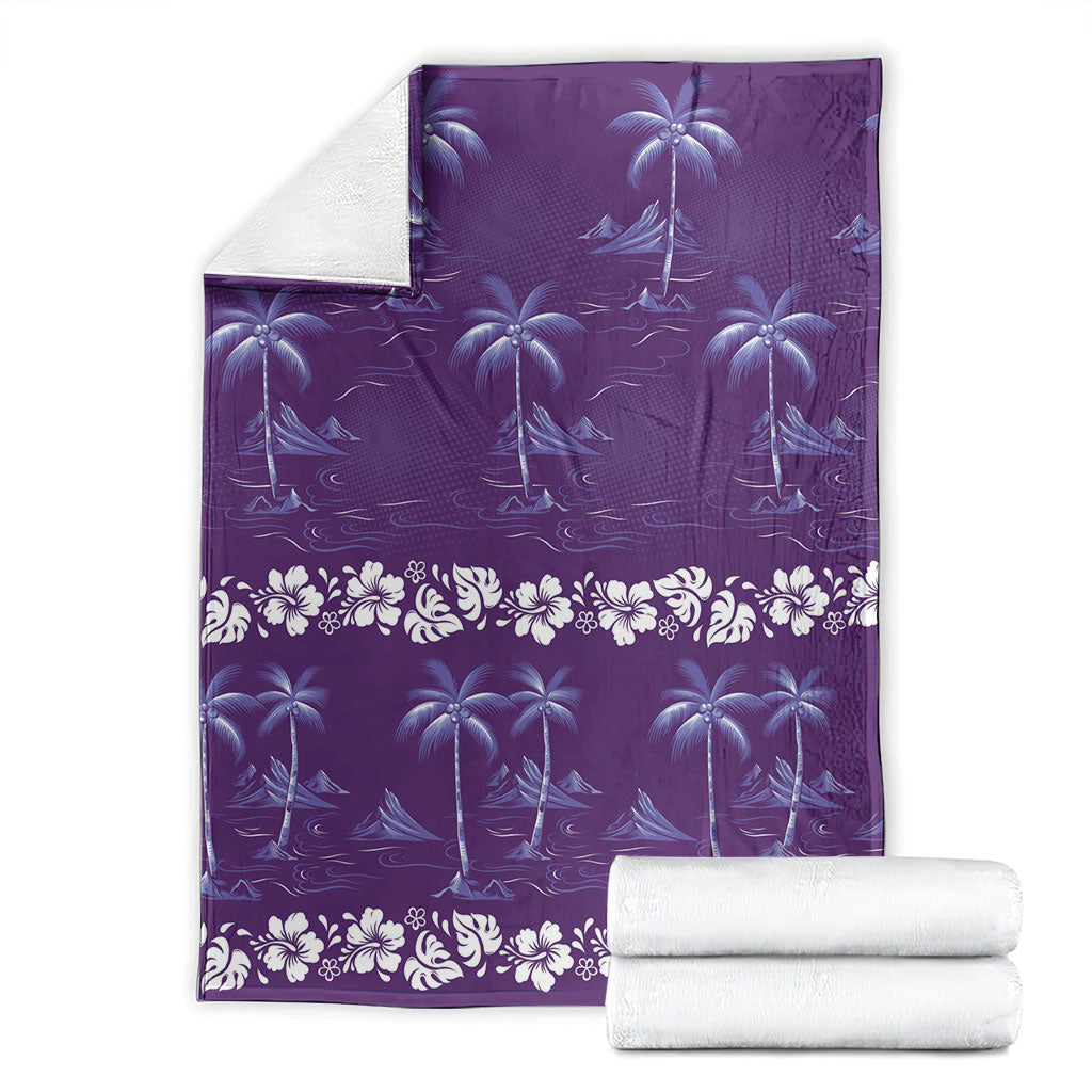 Purple Hawaii Palm Tree Hibiscus Blanket Fantasy Summer Vibe LT01 - Polynesian Pride