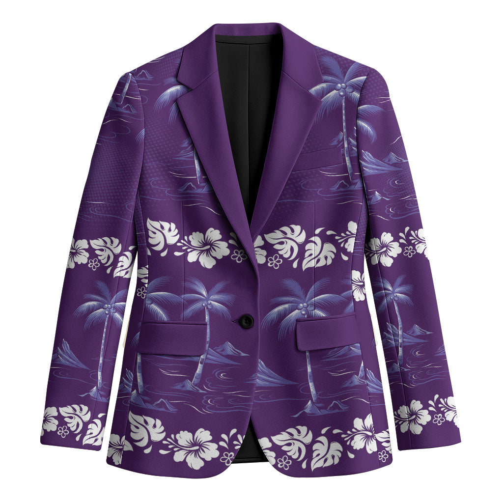 Purple Hawaii Palm Tree Hibiscus Blazer Fantasy Summer Vibe LT01 Unisex Purple - Polynesian Pride