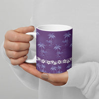 Purple Hawaii Palm Tree Hibiscus Ceramic Mug Fantasy Summer Vibe LT01 - Polynesian Pride