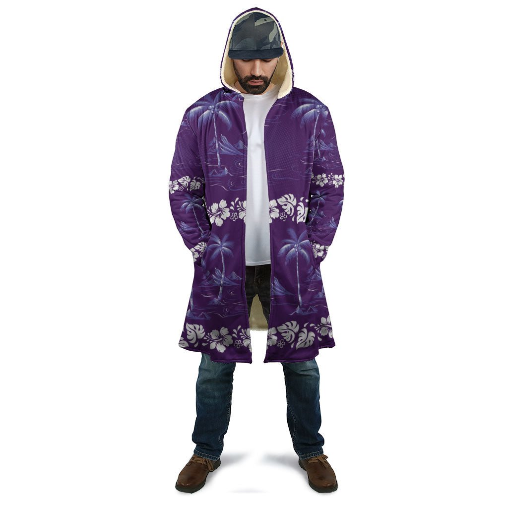 Purple Hawaii Palm Tree Hibiscus Cloak Fantasy Summer Vibe