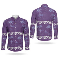 Purple Hawaii Palm Tree Hibiscus Couples Matching Mermaid Dress and Long Sleeve Button Shirt Fantasy Summer Vibe LT01 - Polynesian Pride