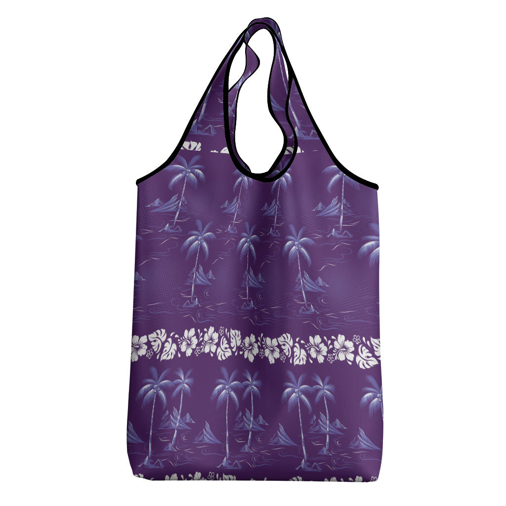 Purple Hawaii Palm Tree Hibiscus Grocery Bag Fantasy Summer Vibe LT01 - Polynesian Pride
