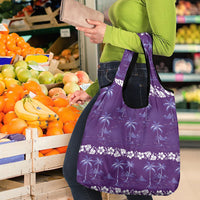 Purple Hawaii Palm Tree Hibiscus Grocery Bag Fantasy Summer Vibe LT01 - Polynesian Pride
