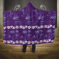Purple Hawaii Palm Tree Hibiscus Hooded Blanket Fantasy Summer Vibe LT01 - Polynesian Pride