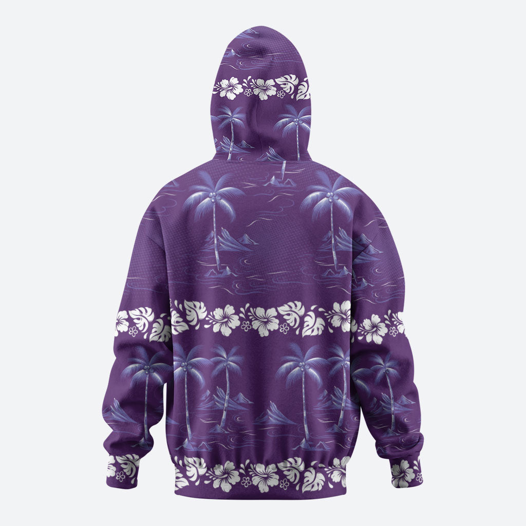 Purple Hawaii Palm Tree Hibiscus Hoodie Fantasy Summer Vibe LT01 - Polynesian Pride