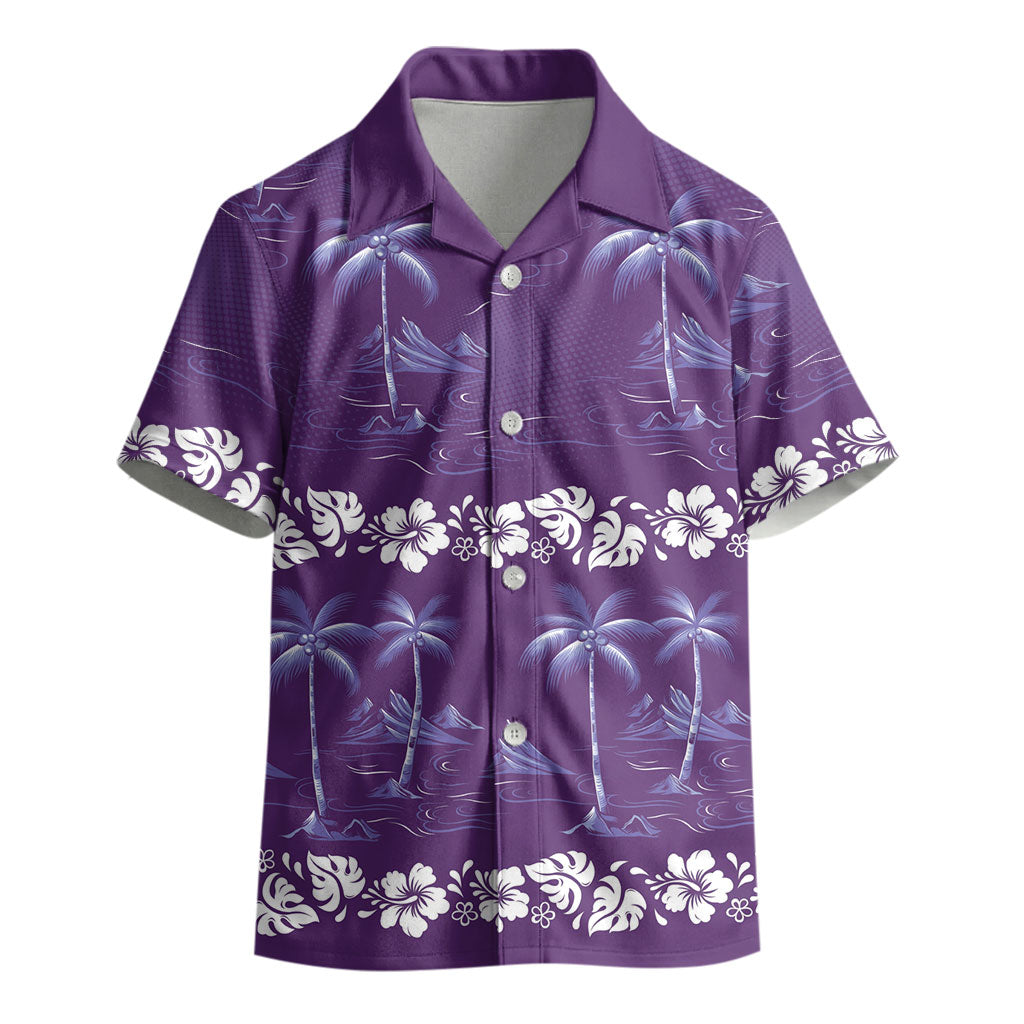 Purple Hawaii Palm Tree Hibiscus Kid Hawaiian Shirt Fantasy Summer Vibe LT01 - Polynesian Pride