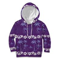 Purple Hawaii Palm Tree Hibiscus Kid Hoodie Fantasy Summer Vibe LT01 Hoodie Purple - Polynesian Pride