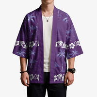 Purple Hawaii Palm Tree Hibiscus Kimono Fantasy Summer Vibe LT01 - Polynesian Pride